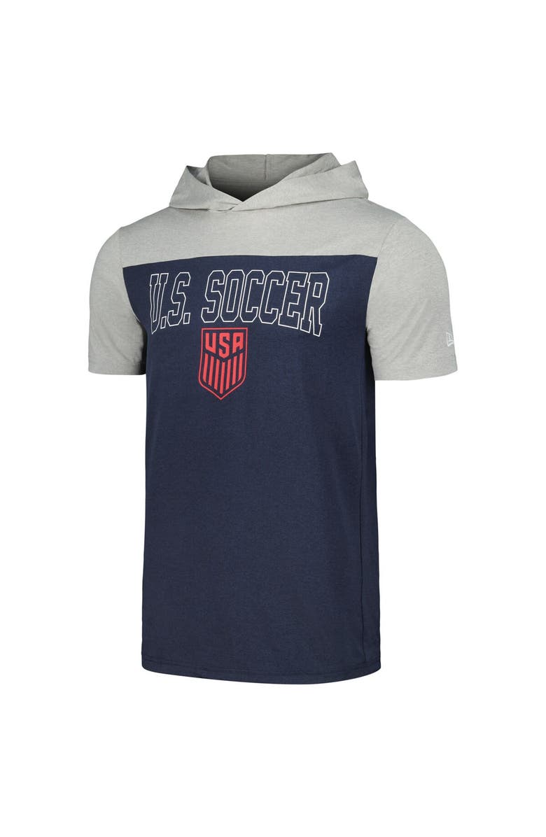 5TH AND OCEAN BY NEW ERA Men's 5th & Ocean by New Era Navy USMNT Active Short Sleeve Hoodie T-Shirt, Alternate, color, 