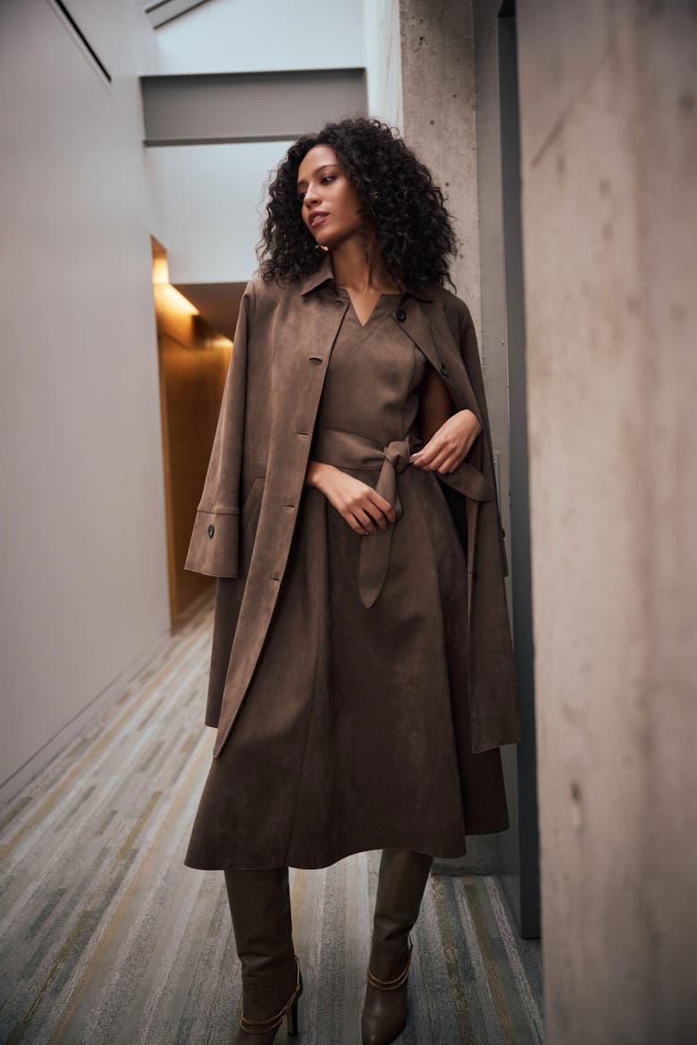 Suede Straight Coat, Alternate, color, Mink
