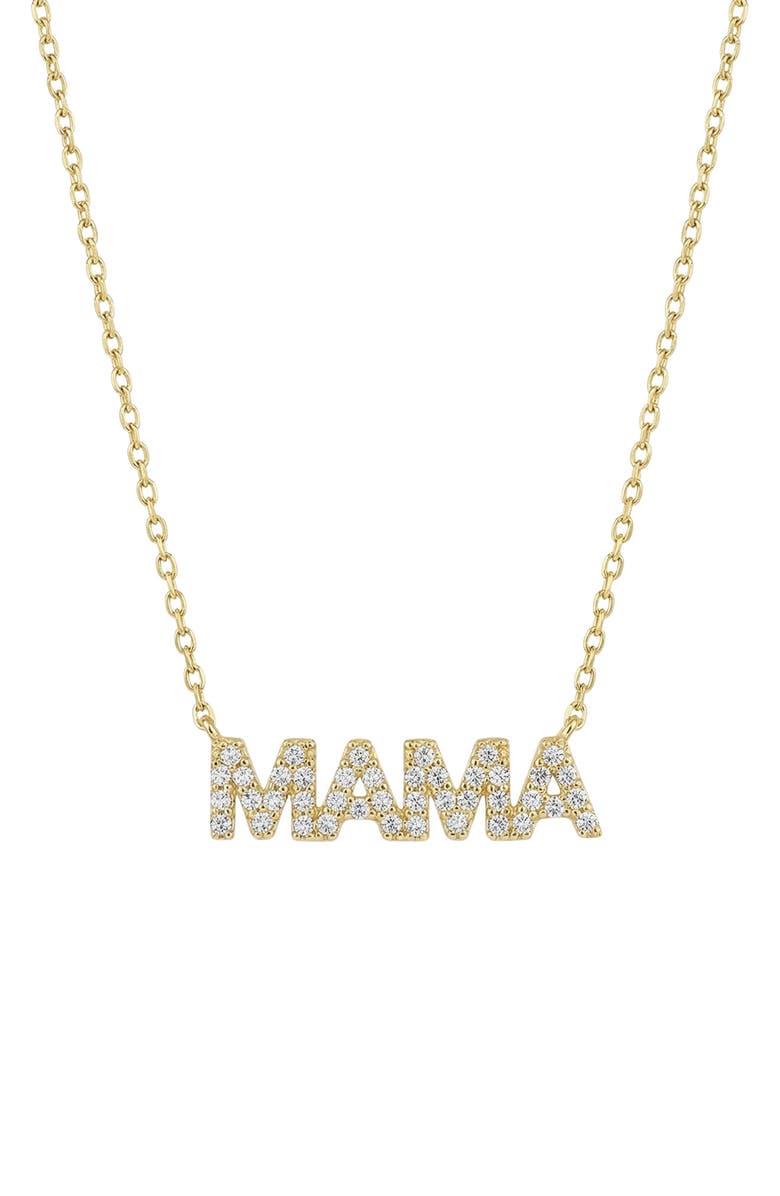Argento Vivo Sterling Silver Pavé Mama Pendant Necklace, Main, color, Gold