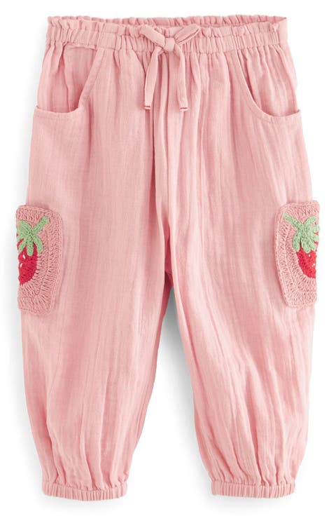 Kids' Strawberry Crochet Accent Cotton Drawstring Pants (Little Kid)