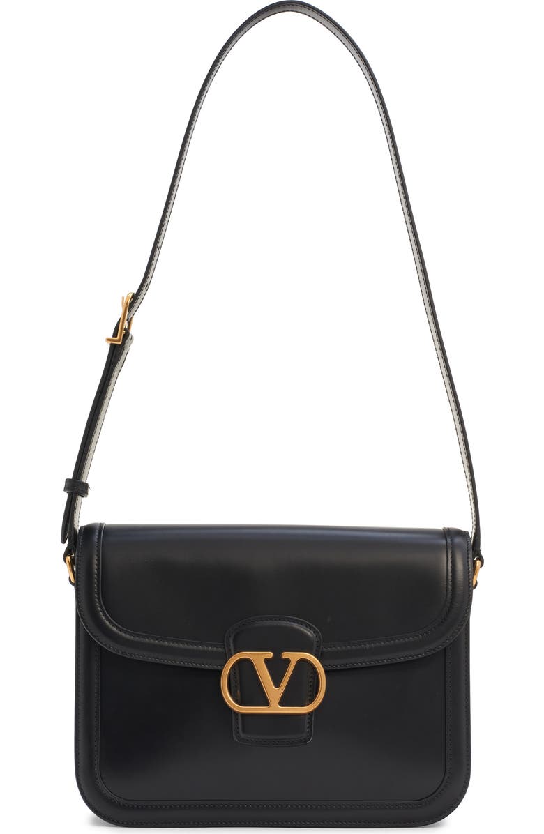 Valentino Garavani 9TO5 Leather Shoulder Bag, Main, color, Nero