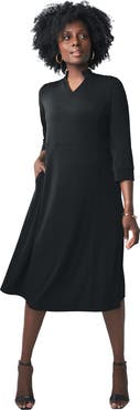 Jessica London V Neck Midi Dress