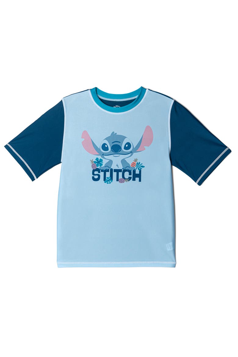 Lilo & Stitch Swimwear 2-Piece Rash Guard and Swim Trunks Set, Alternate, color, Stitch Navy Blue