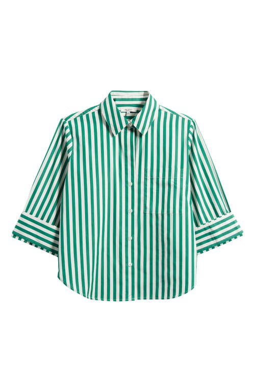 Shop Madewell Poplin Easy Y-neck Button-up Shirt In Verdant Green