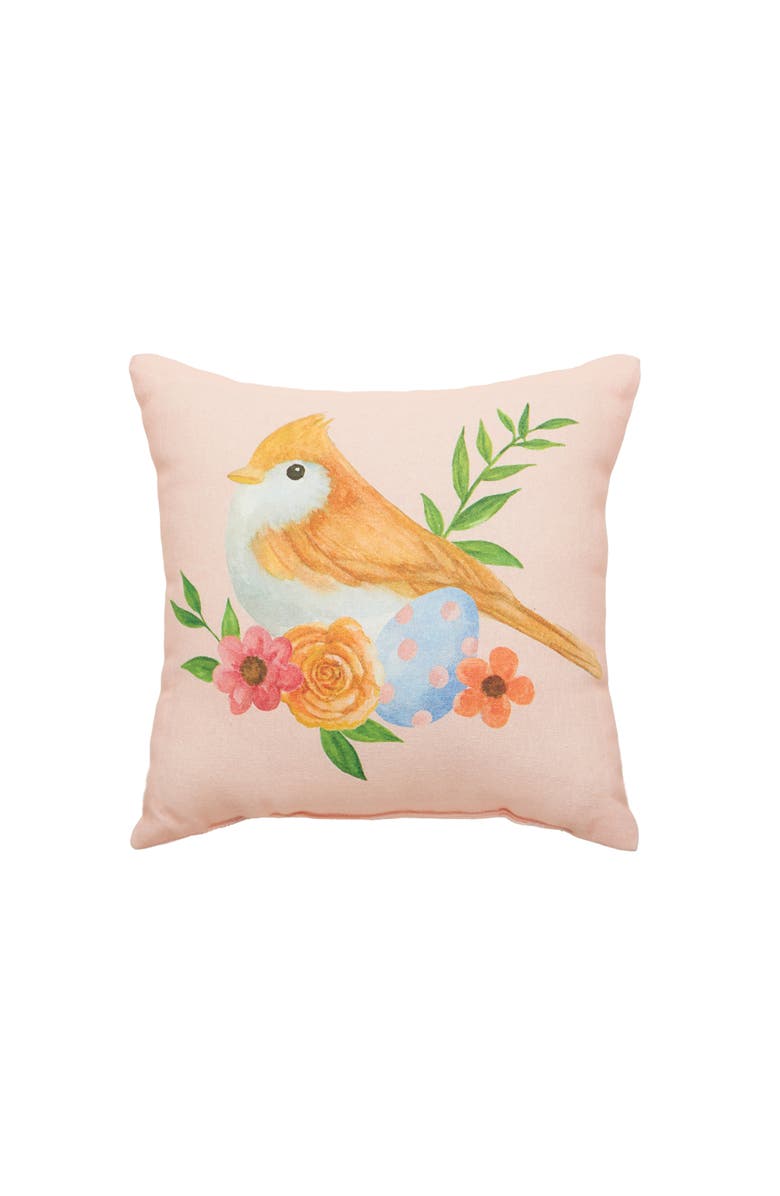 C&F Home Bird & Flowers Cotton Blend HD Printed Mini Pink Accent Pillow 10" x 10", Main, color, Pink