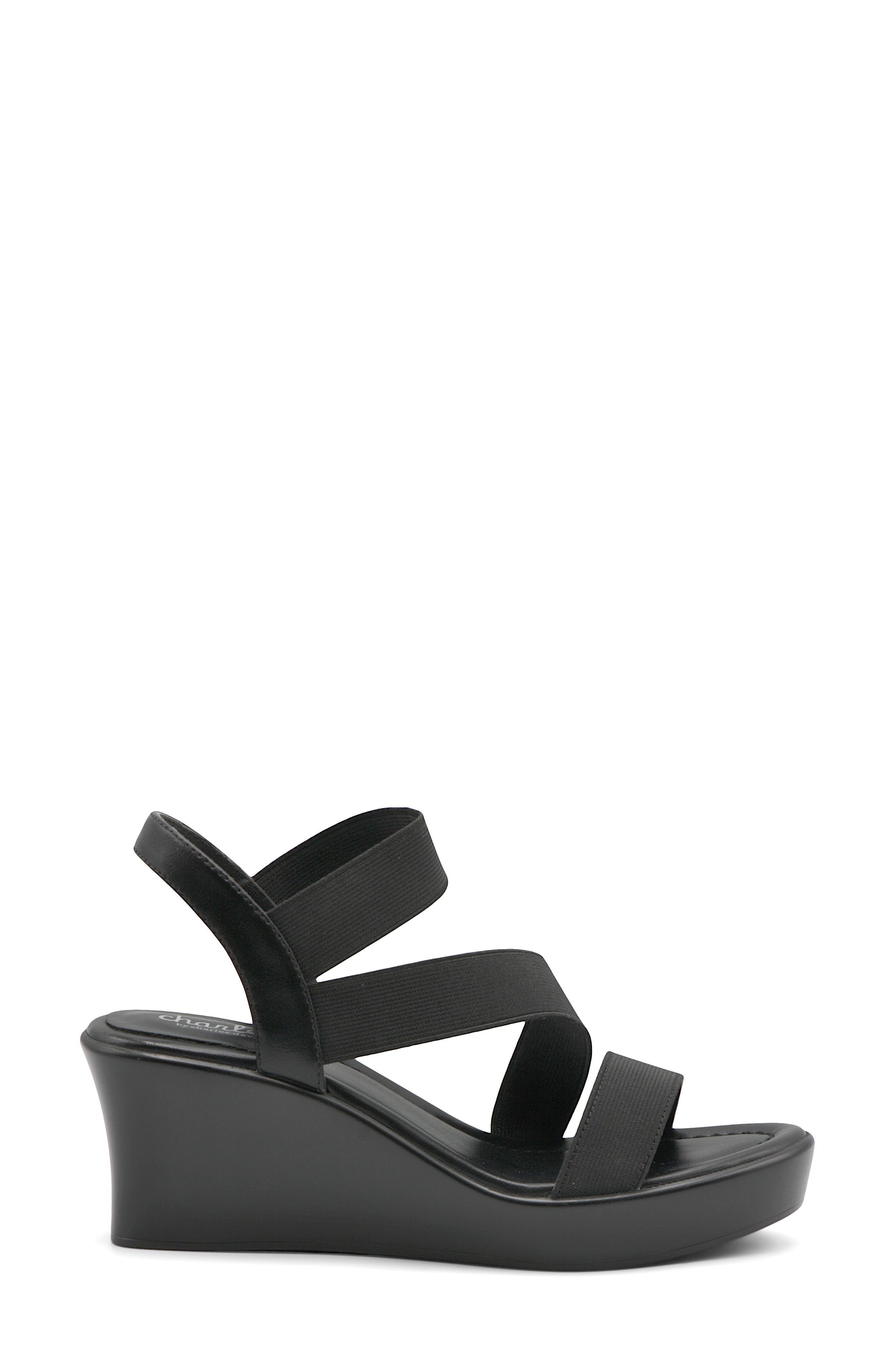Charles David Classical Ankle Strap Platform Wedge Sandal, Alternate, color, Black