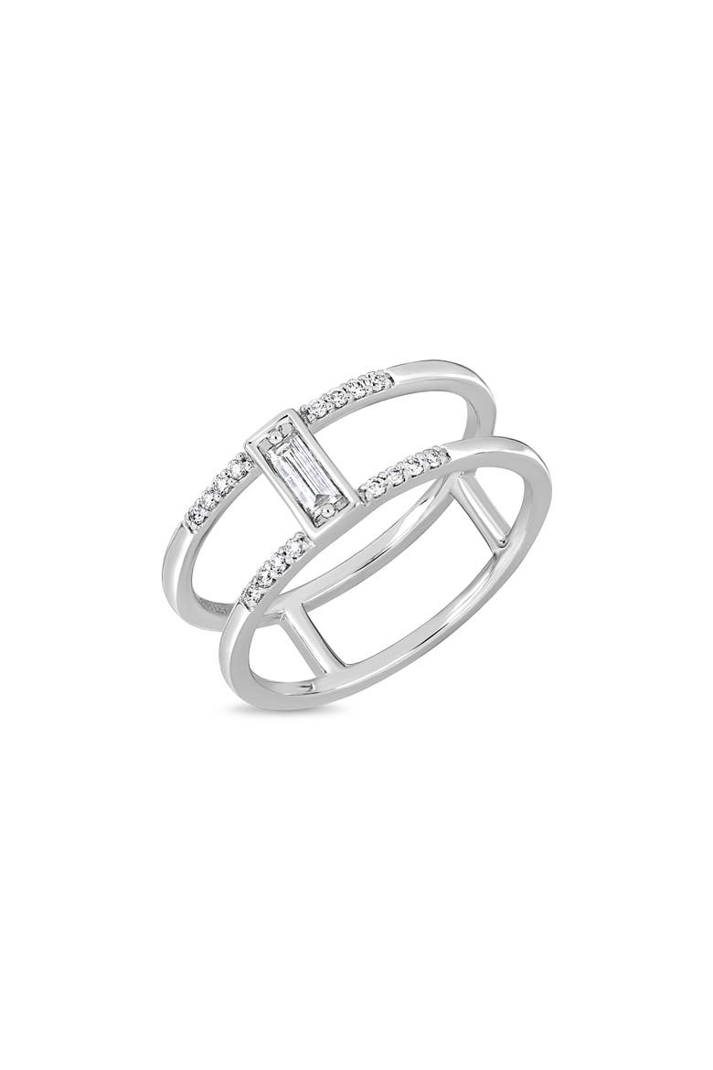Gatsby 18k Gold Diamond Double Stackable Ring, Main, color, 18KW