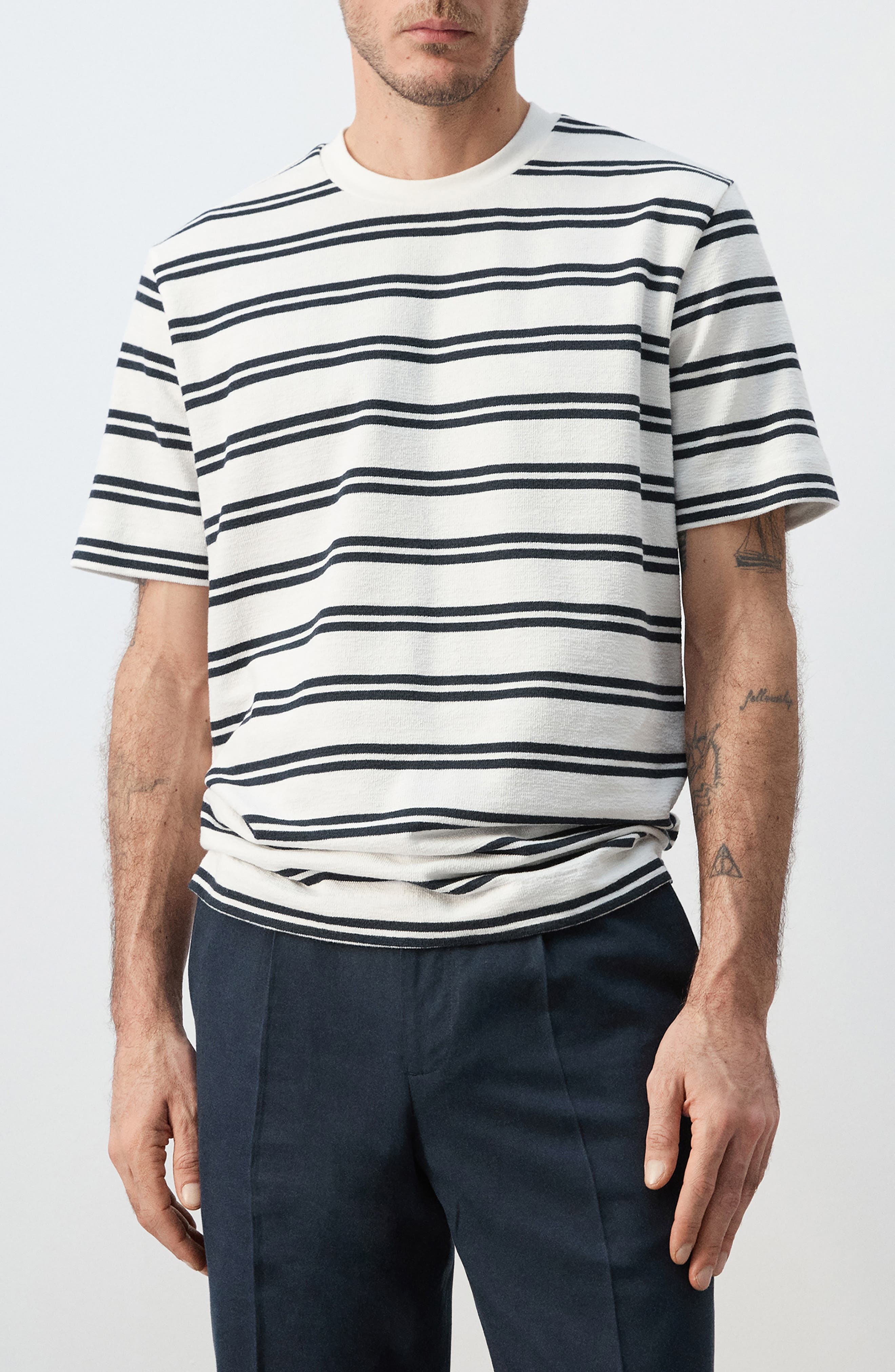 Regular Fit Stripe Cotton Blend T-Shirt