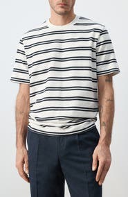MANGO Regular Fit Stripe Cotton Blend T-Shirt
