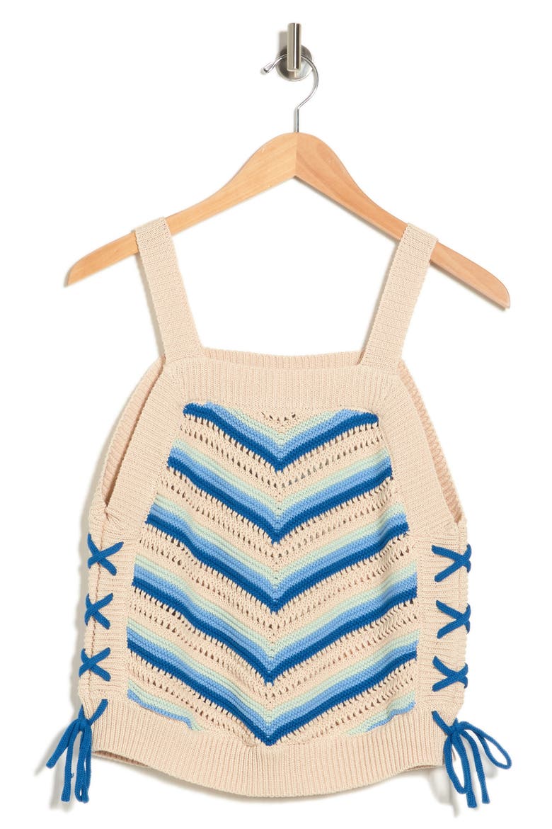 Crochet Knit Tank Top, Main, color, BLUE MULTI