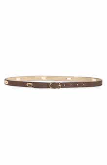 Oval Grommet Skinny Leather Belt