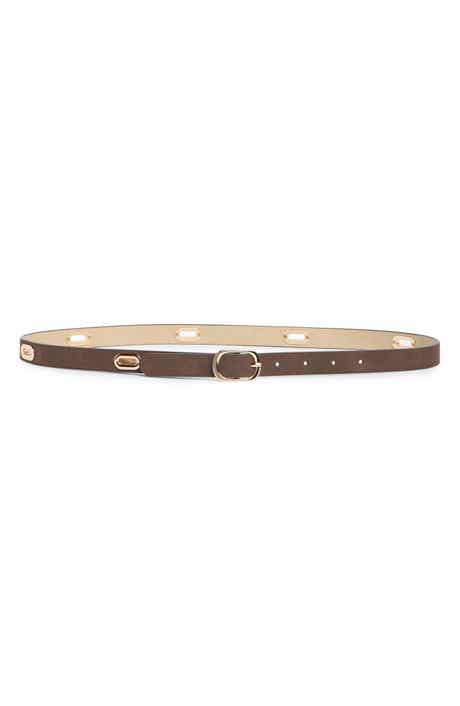 Linea Pelle Oval Grommet Skinny Leather Belt