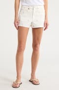 BLANKNYC Reeve Floral Embroidered High Waist Denim Shorts