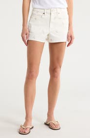 BLANKNYC Reeve Floral Embroidered High Waist Denim Shorts