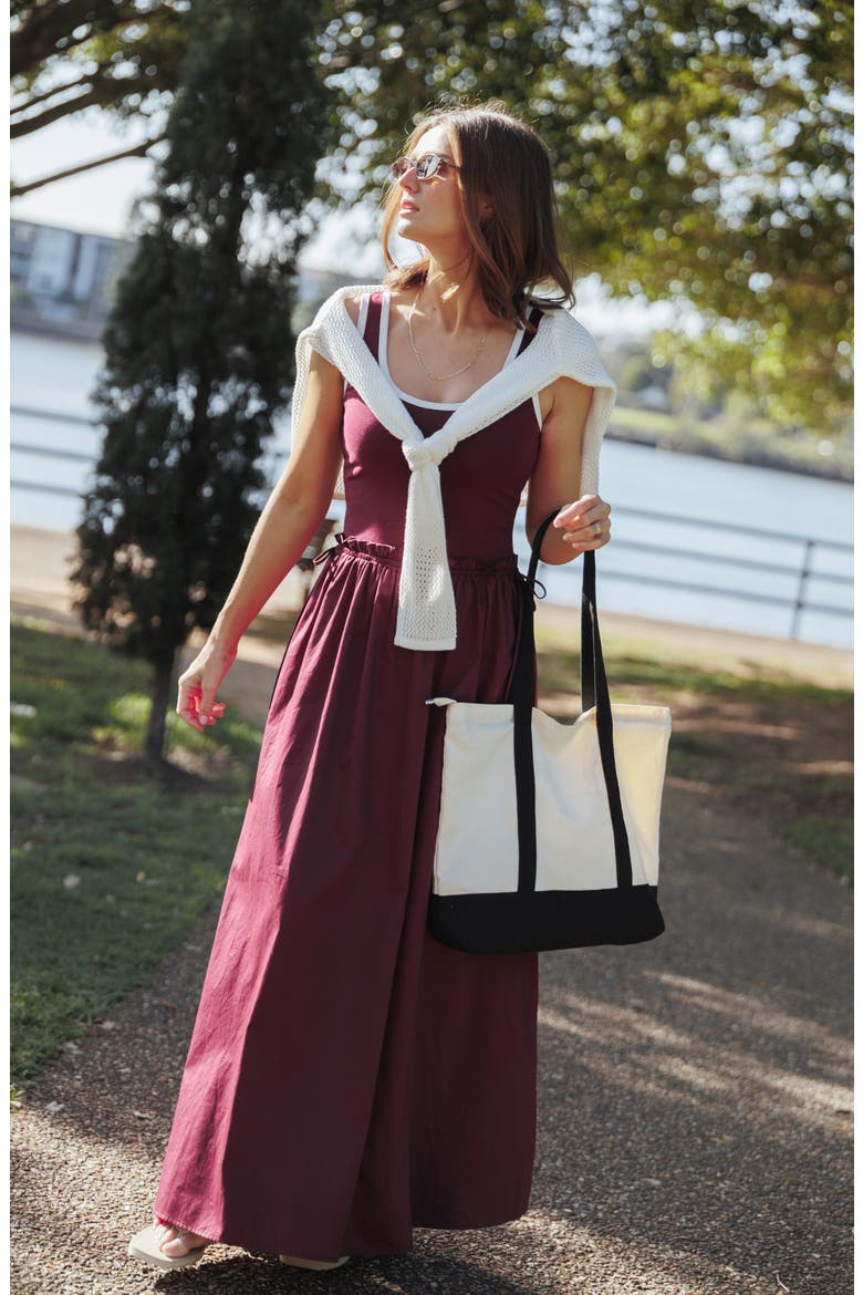 Finesse Sleeveless Stretch Cotton Maxi Dress, Alternate, color, BURGUNDY