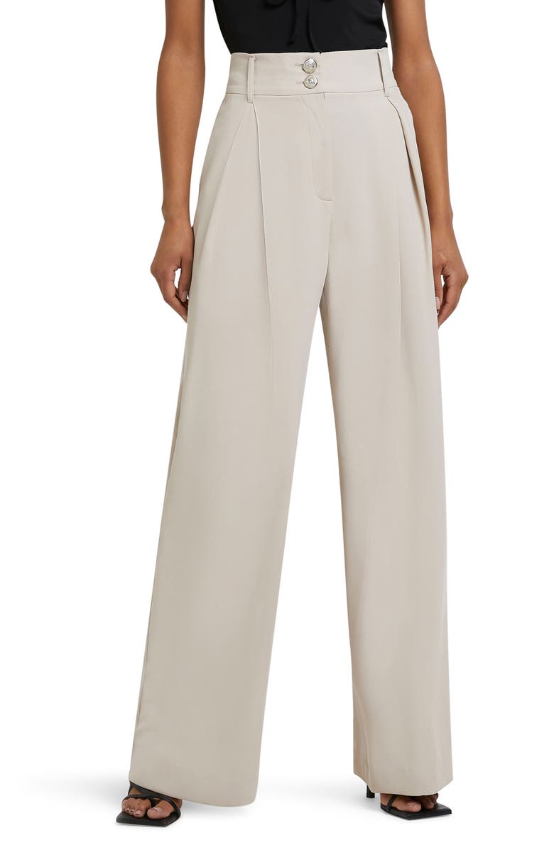 River Island Pleat Front Wide Leg Trousers, Main, color,