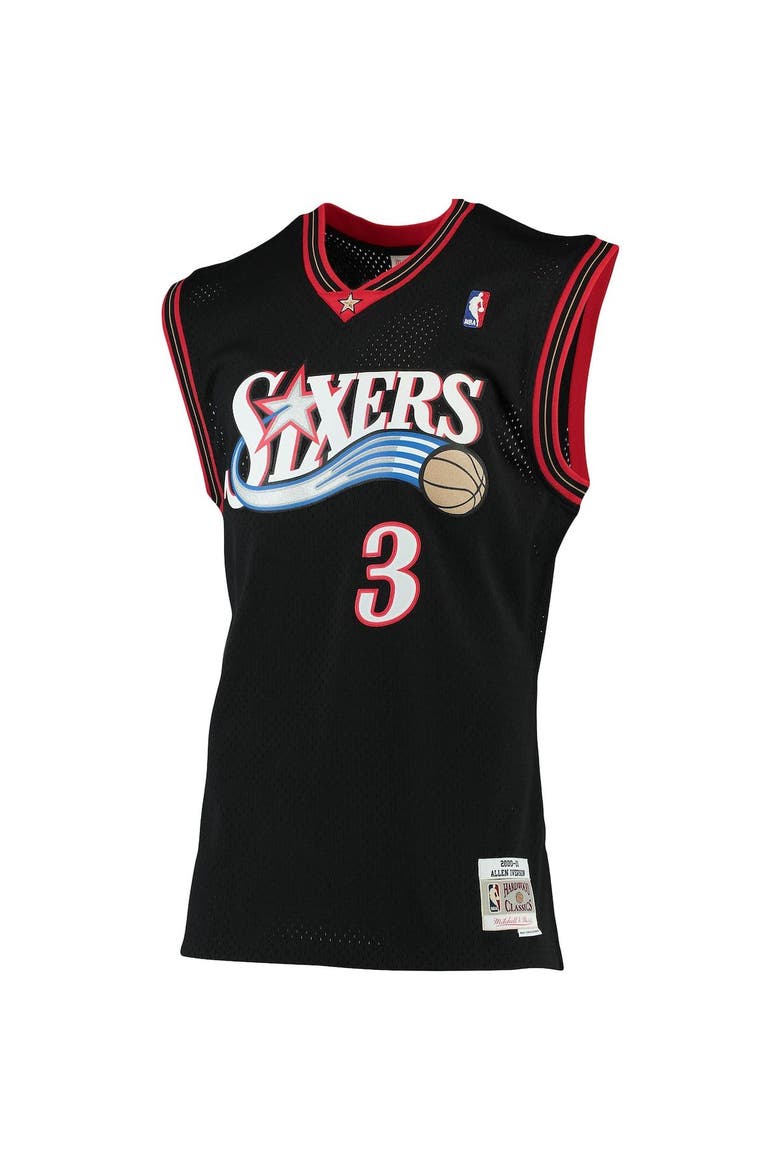 Men's Mitchell & Ness Allen Iverson Black Philadelphia 76ers 2000/01 Big & Tall Hardwood Classics Swingman Jersey, Alternate, color, Black