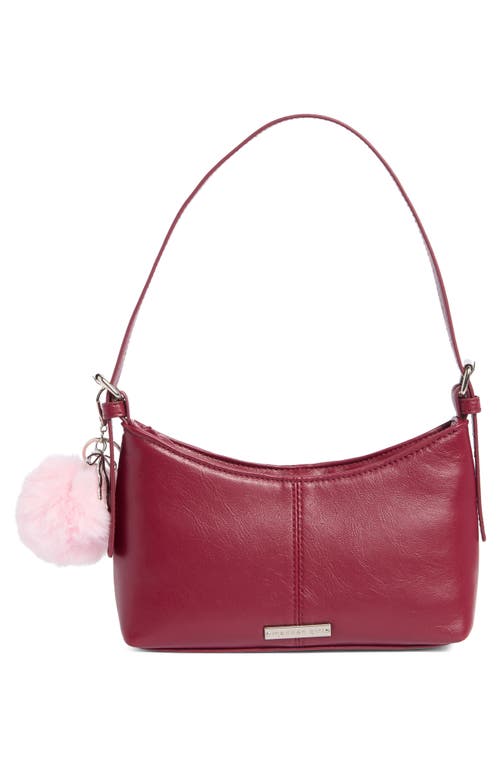Madden Girl Faux Leather Shoulder Bag With Faux Fur Charm In Burgundy