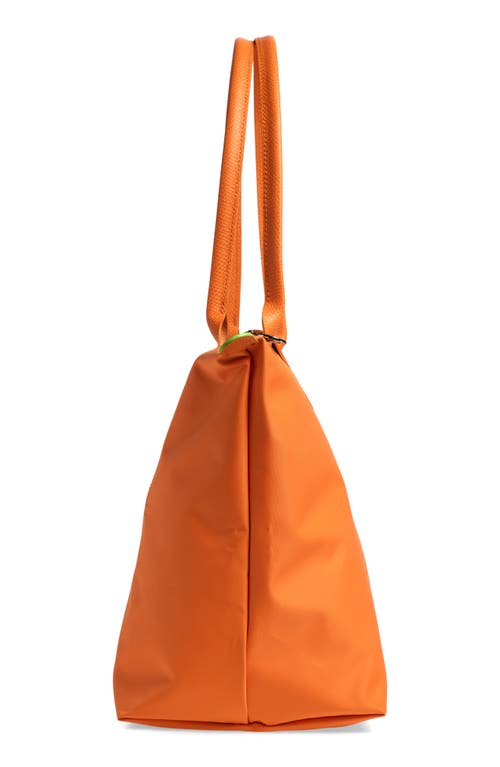 Longchamp Le Pliage Green Recycled Canvas Large Shoulder Tote In Orange