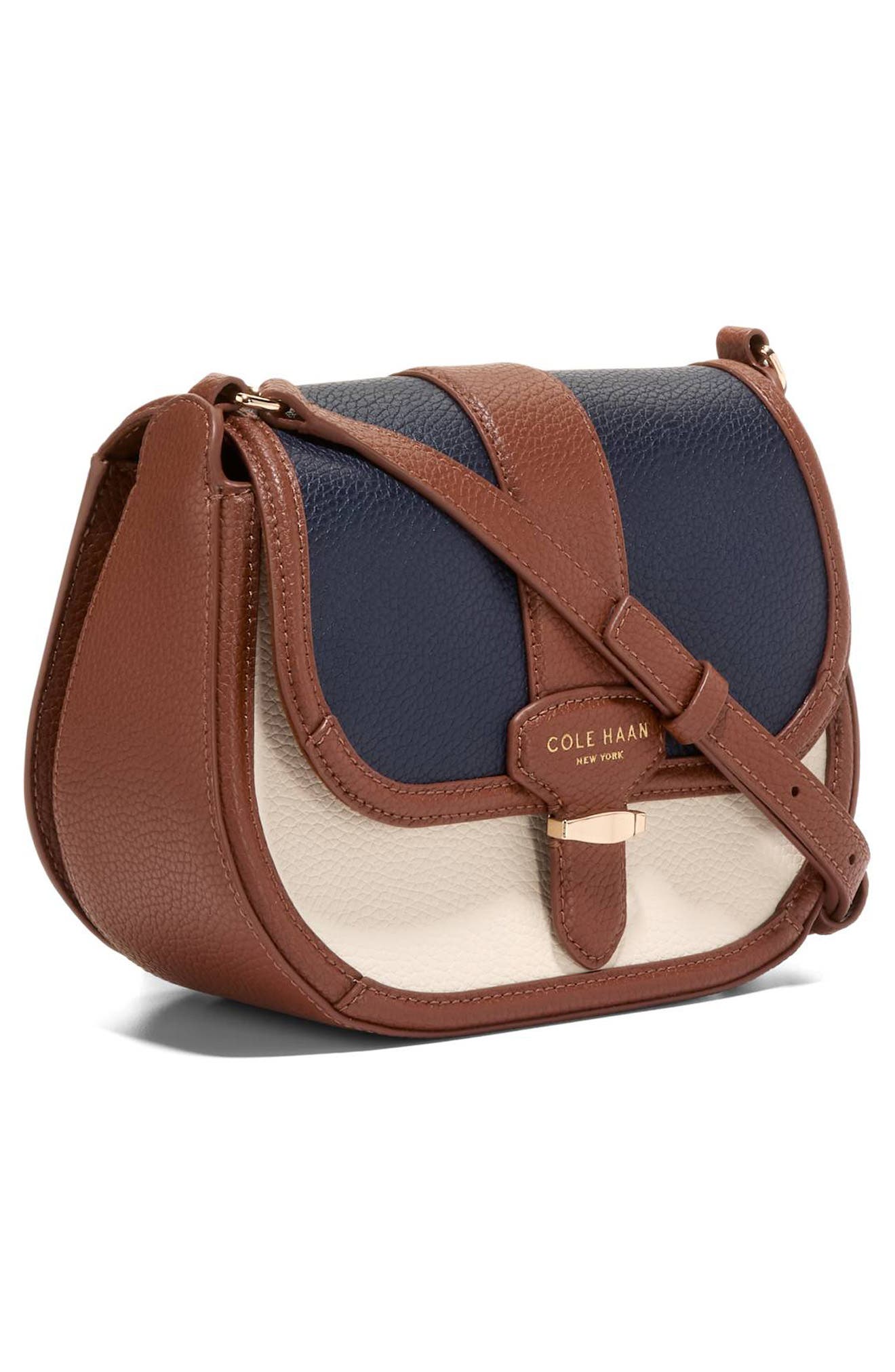 Cole Haan Marina Saddle Crossbody Bag, Alternate, color, Midnight Moon / Ivory/ Cuoio