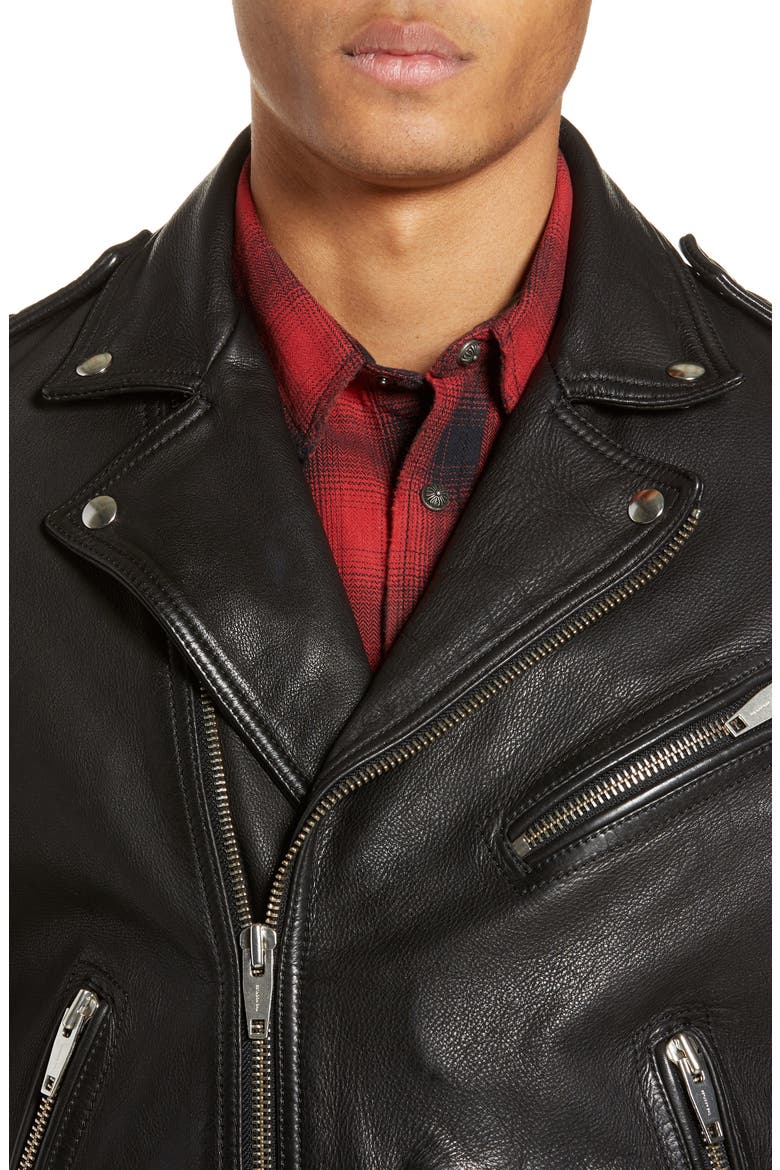 Leather Biker Jacket, Alternate, color, BLACK
