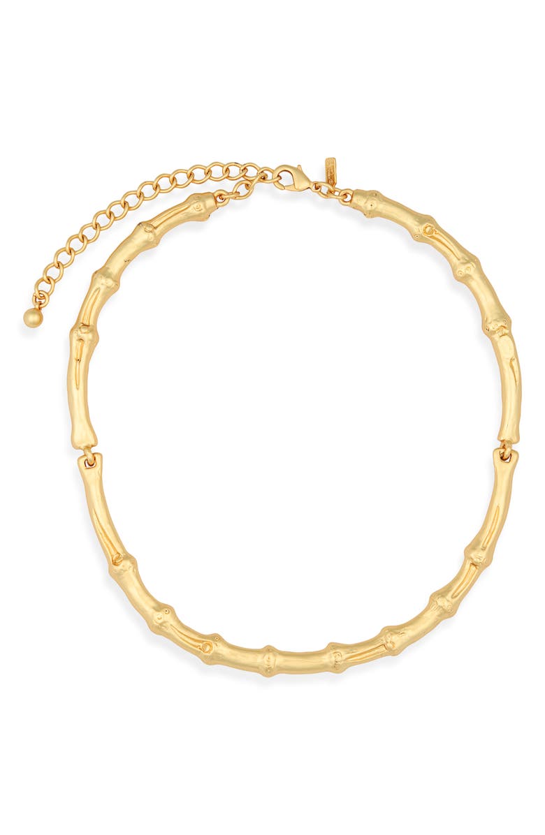Kenneth Jay Lane Bamboo Shaped Collar Necklace, Main, color, Satin Gold
