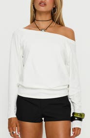 Princess Polly Icon Baby Off the Shoulder Cotton Blend Top