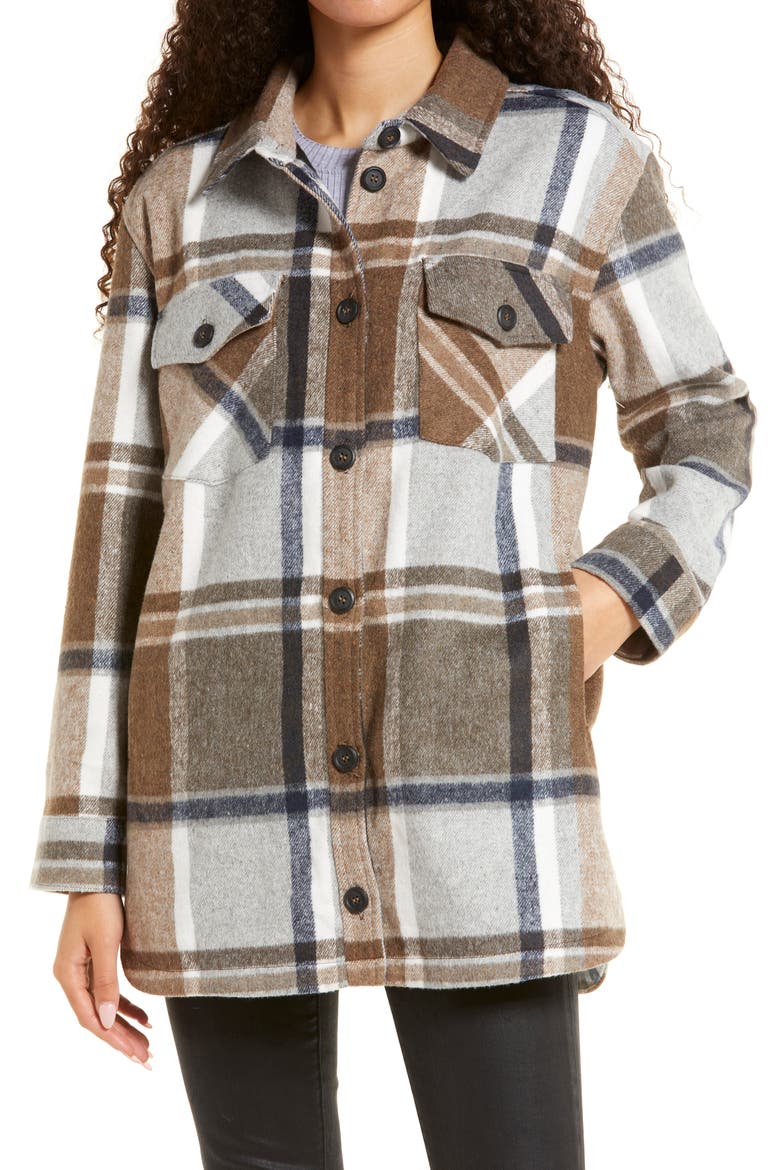 Shirt Jacket, Alternate, color, BROWN BLACK PLAID