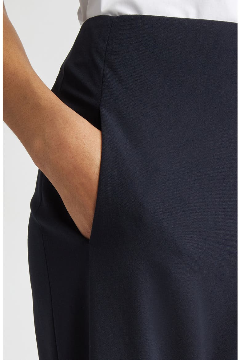 Larissa Loose Fit Stretch Virgin Wool Crepe Trousers, Alternate, color, NAVY