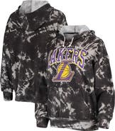 Majestic Threads Women's Majestic Threads Black Los Angeles Lakers Burble Tie-Dye Tri-Blend Pullover Hoodie