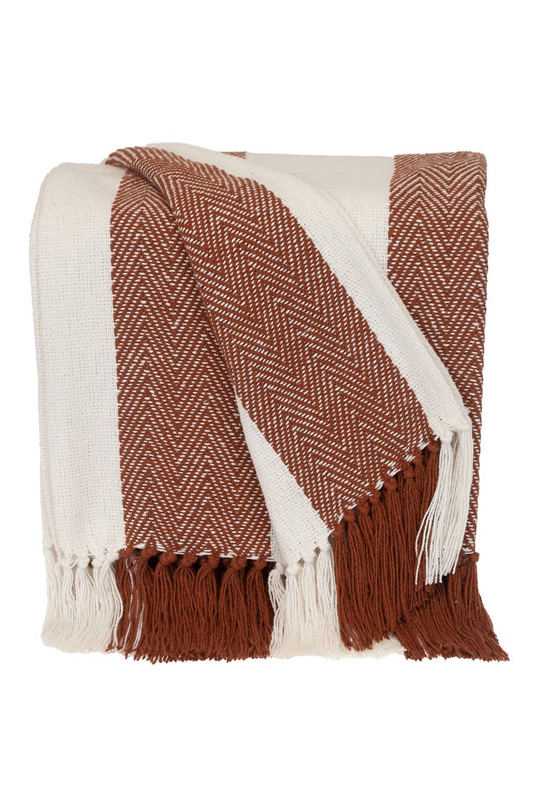 Archee Fringe Throw Blanket, Main, color, RUST