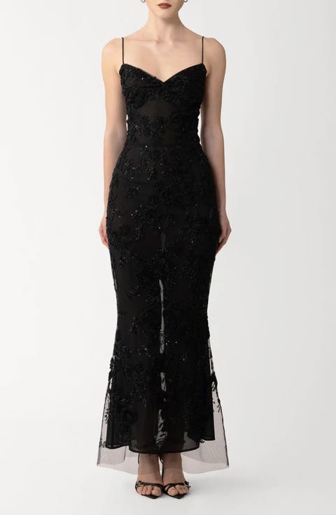 Sammie Beaded Floral Sleeveless Gown