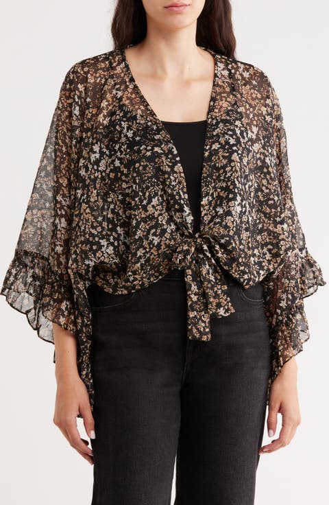 Foil Floral Print Chiffon Topper