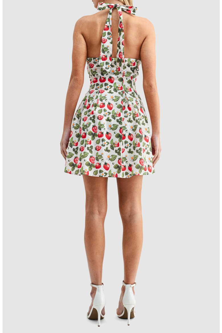 Strawberry Print Halter Neck Minidress, Alternate, color, STRAWBERRY PRINT