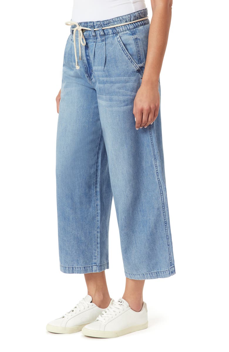 Kensie Pleat Front Crop Wide Leg Drawstring Jeans, Alternate, color, Morgan