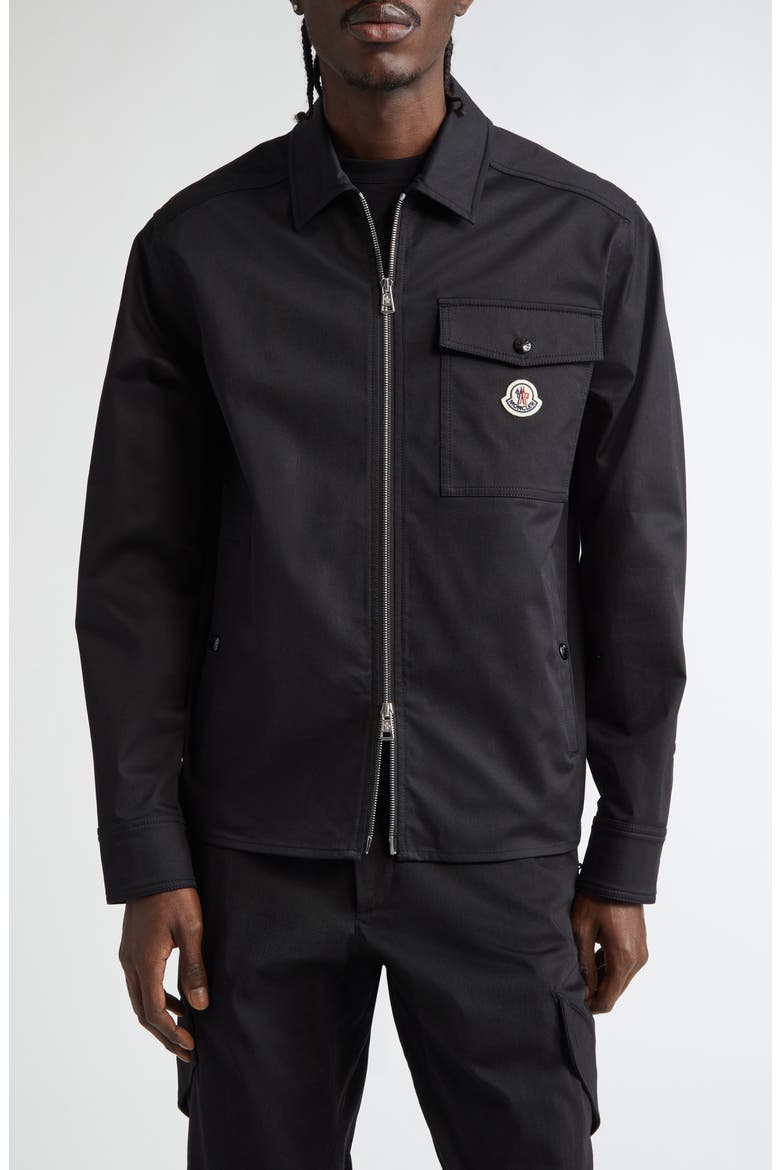 Moncler Camicia Stretch Cotton Zip Shirt Jacket (Men) | Nordstrom