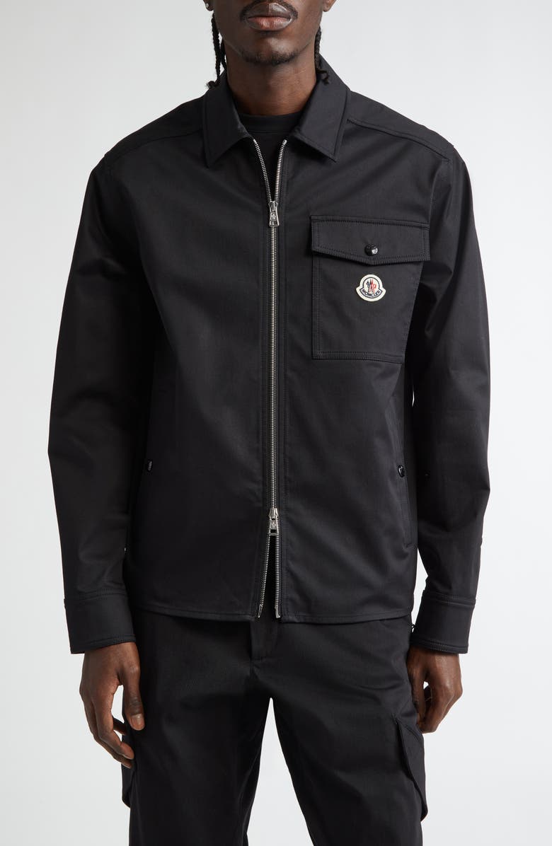 Moncler Camicia Stretch Cotton Zip Shirt Jacket, Main, color, 