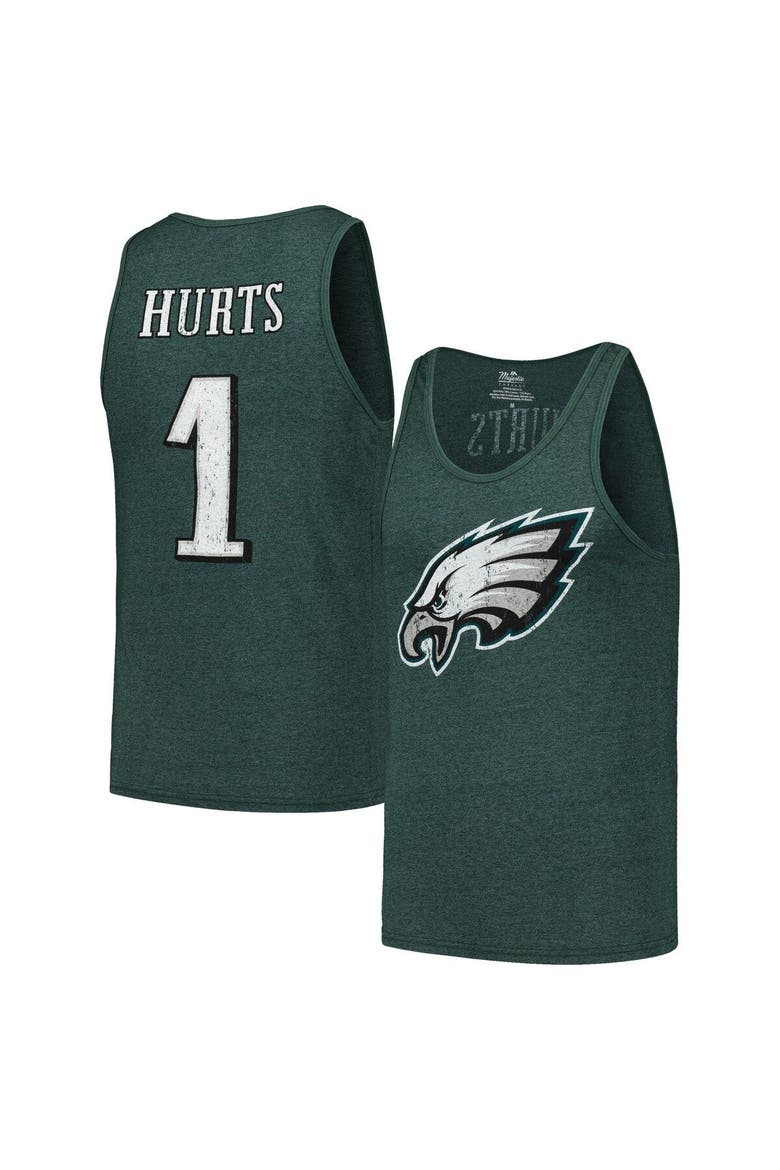 Men's Majestic Threads Jalen Hurts Green Philadelphia Eagles Name & Number Tri-Blend Tank Top, Main, color, Green
