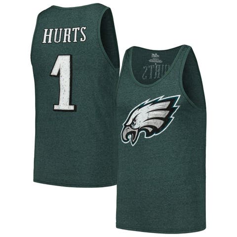 Men's Majestic Threads Jalen Hurts Green Philadelphia Eagles Name & Number Tri-Blend Tank Top