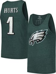 Majestic Threads Men's Majestic Threads Jalen Hurts Green Philadelphia Eagles Name & Number Tri-Blend Tank Top