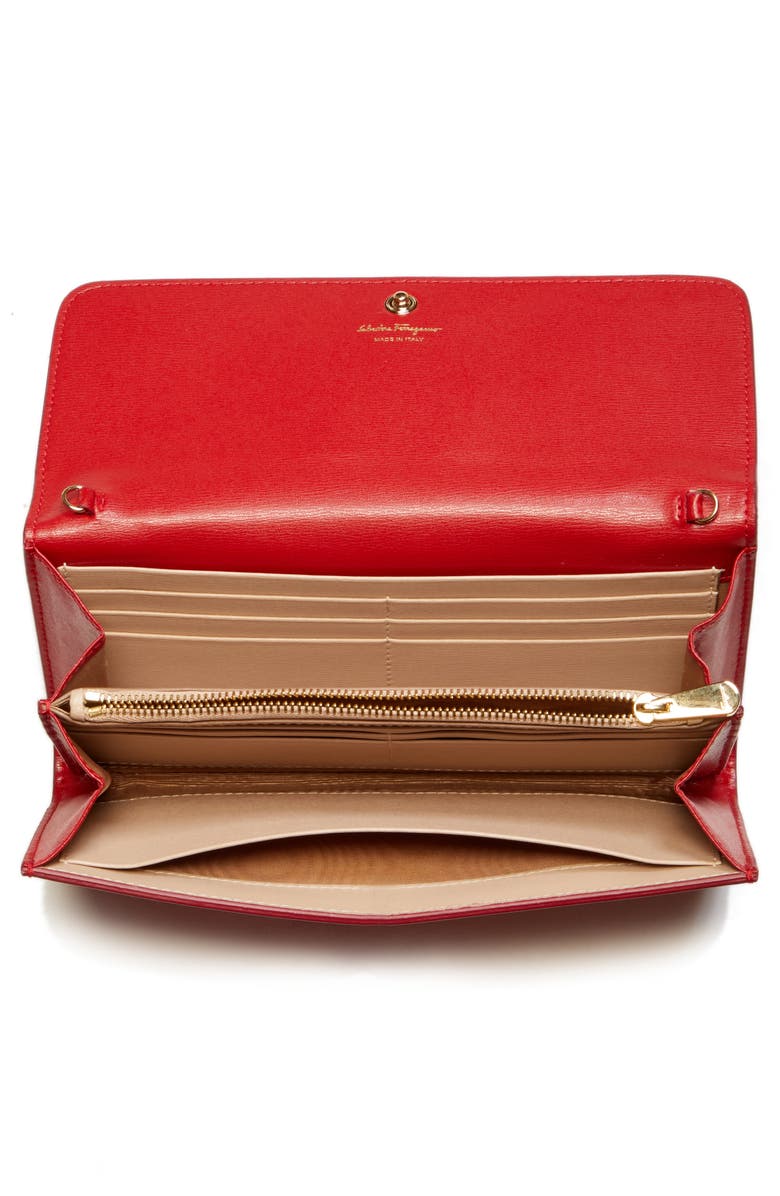 FERRAGAMO Salvatore Ferragamo City Quilted Gancio Leather Wallet on a Chain, Alternate, color,
