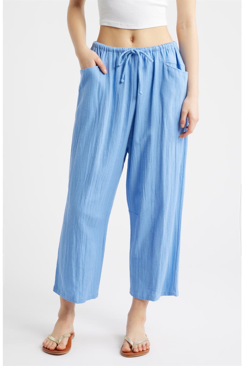 Vibe Surf Barrel Leg Drawstring Pants, Main, color, CORNFLOWER BLUE