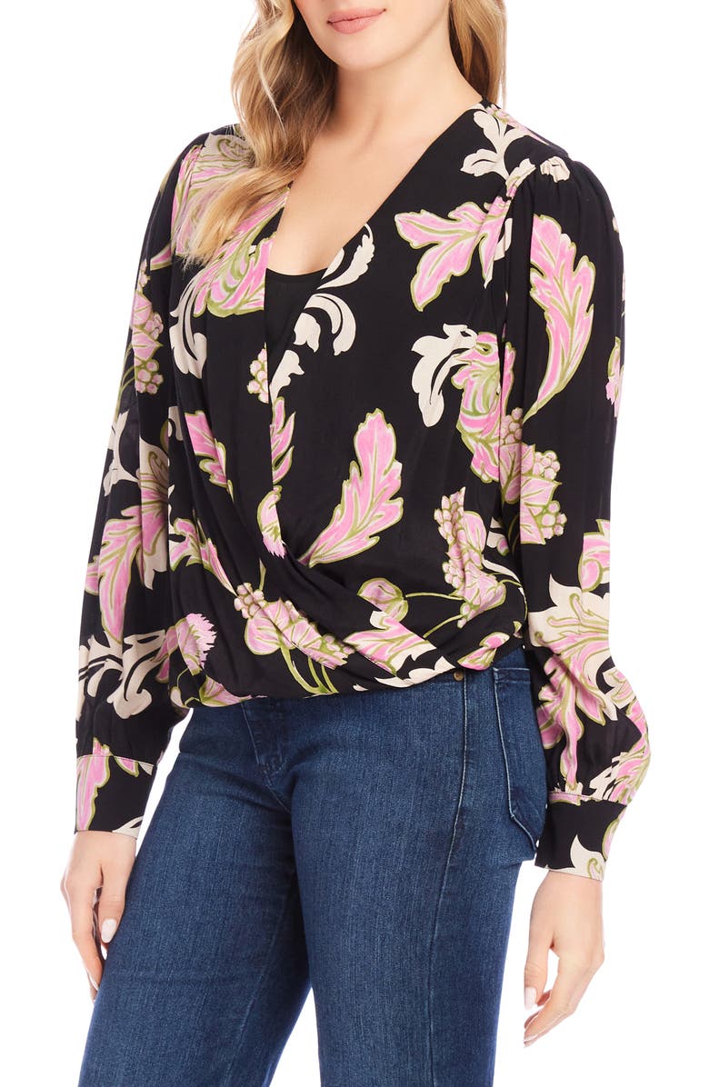 Karen Kane Floral Drape Front Top, Alternate, color, 
