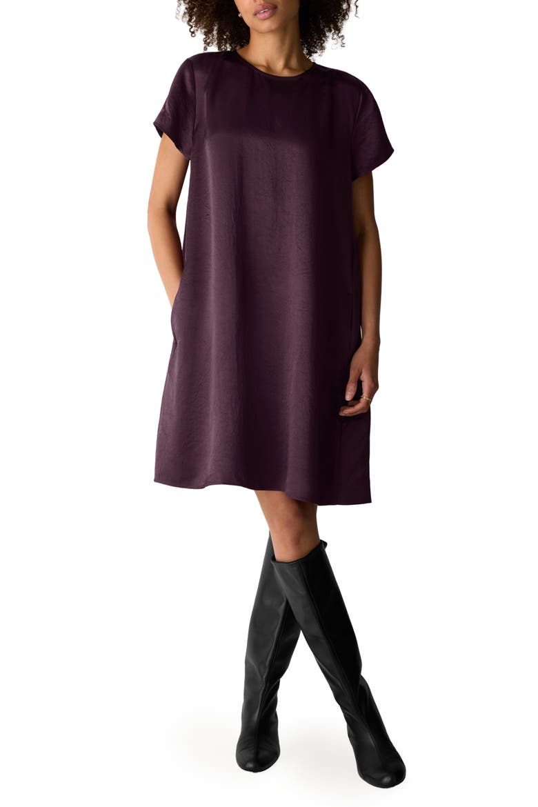 Round Neck Shift Dress, Main, color, PURPLE CARROT