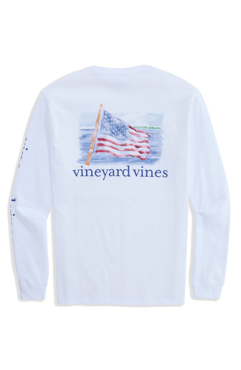 vineyard vines Painted Shining Sea Flag Graphic Long Sleeve T-Shirt, Alternate, color, White Cap