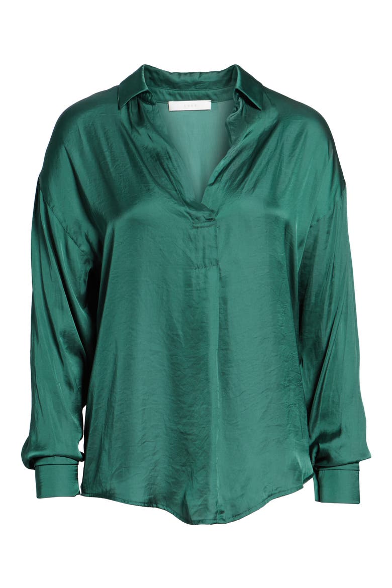 Satin Henley, Alternate, color, JUNE BUG