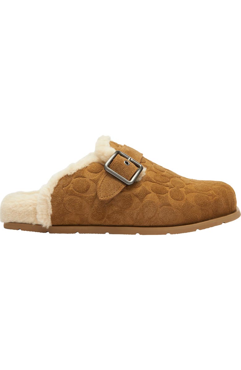 COACH Signature Genuine Shearling Lined Buckle Mule, Alternate, color, Tobacco