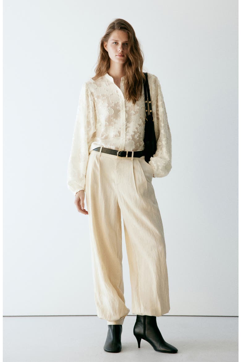 Vivi Tonal Jacquard Top, Alternate, color, OFF WHITE