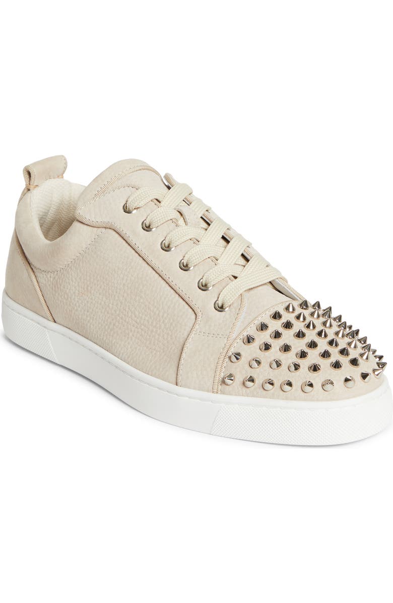 Christian Louboutin Louis Junior Spikes Orlato Sneaker, Main, color, Beige/ Silver