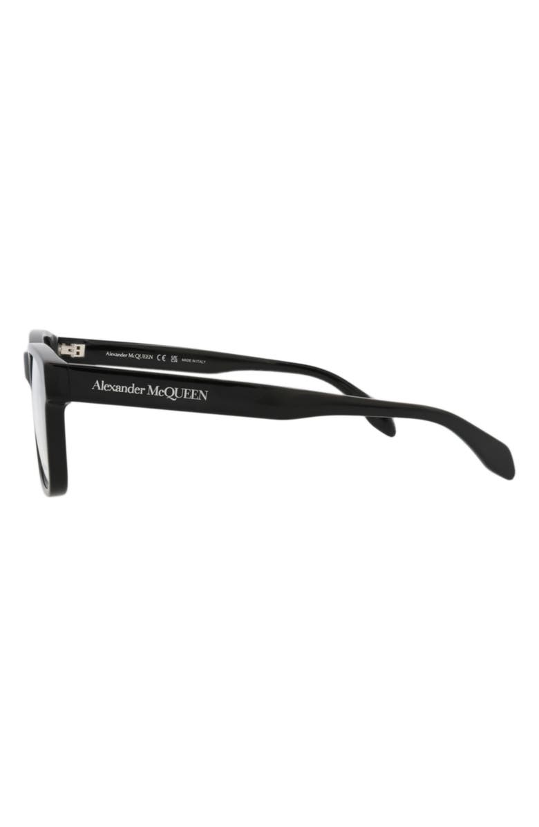 McQueen 55mm Square Optical Glasses, Alternate, color, Black Black Transparent
